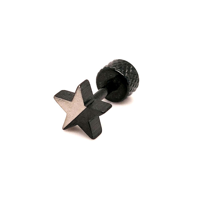 Black and Beige Two Tone Star Stainless Steel Single Earring