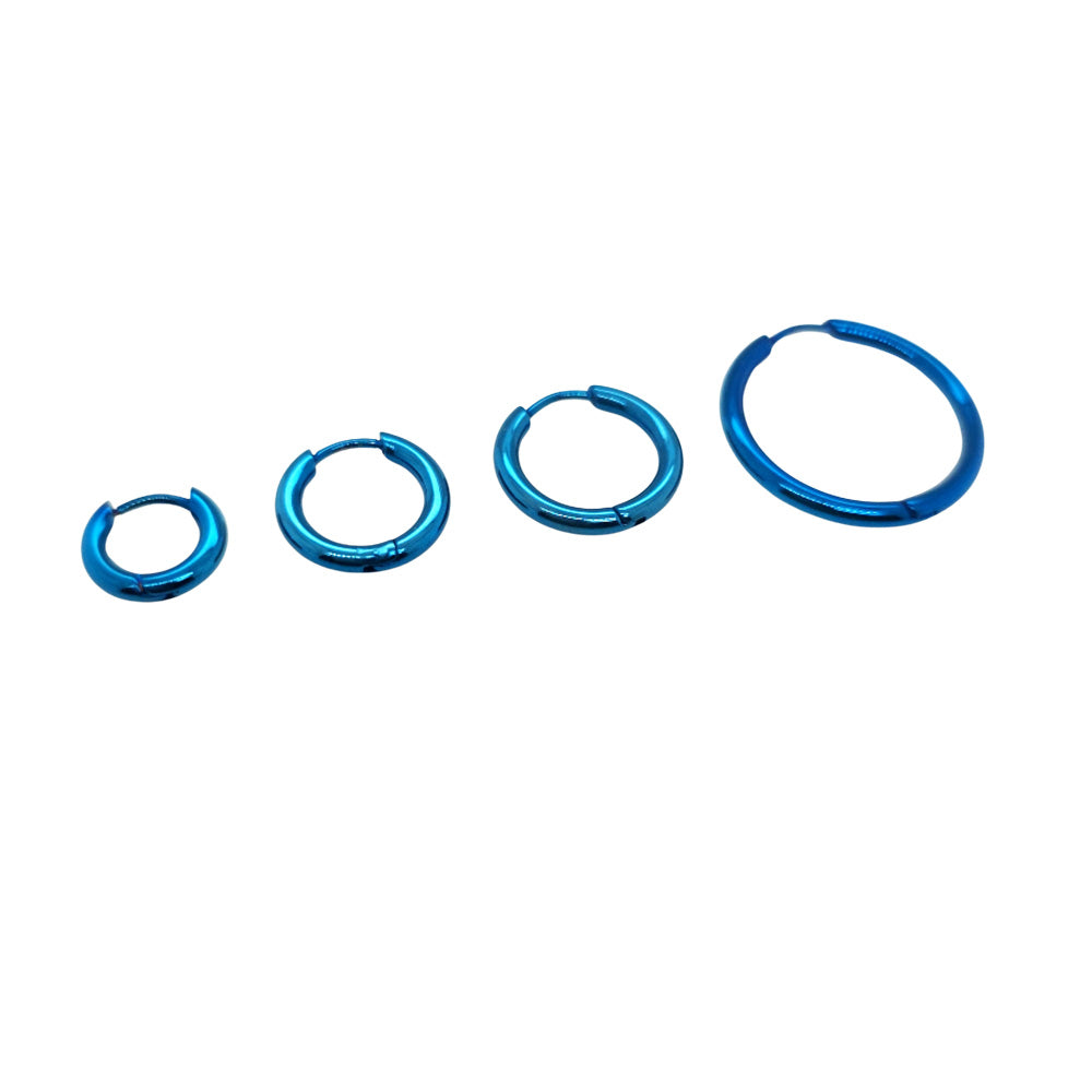Stainless Steel Blue Hoop Earring
