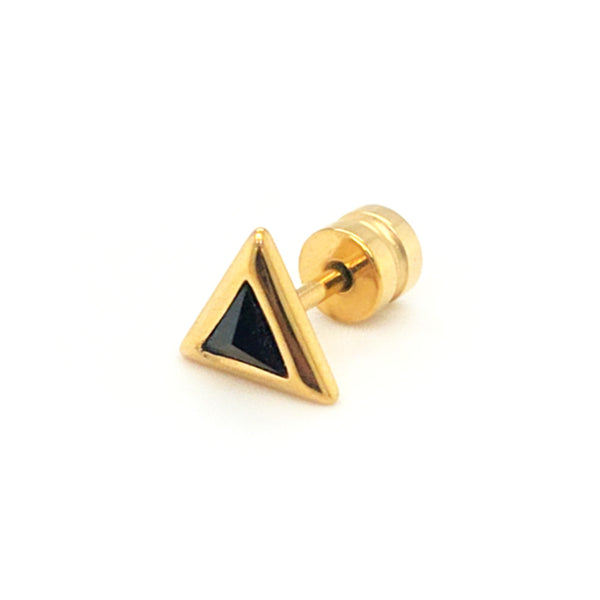 Stainless Steel Triangle Crystal Earring Yellow Gold