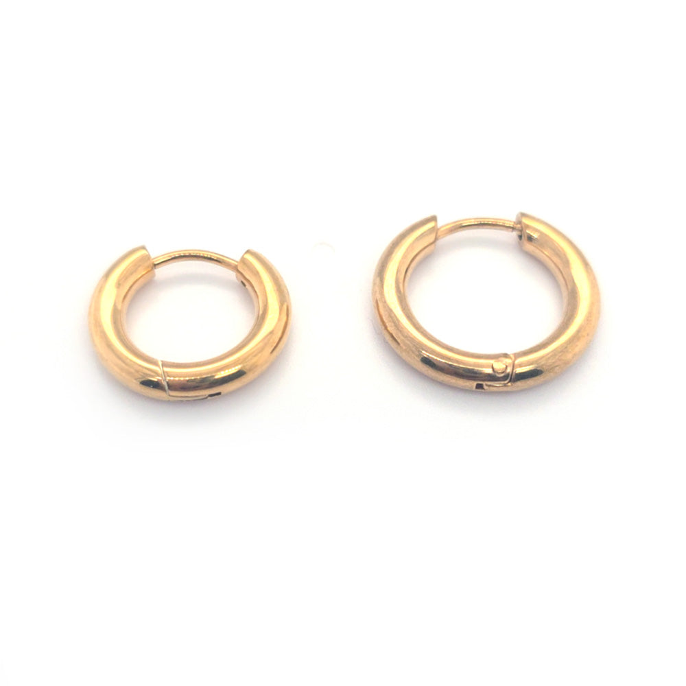 Stainless Steel Huggie Single Earring Yellow Gold