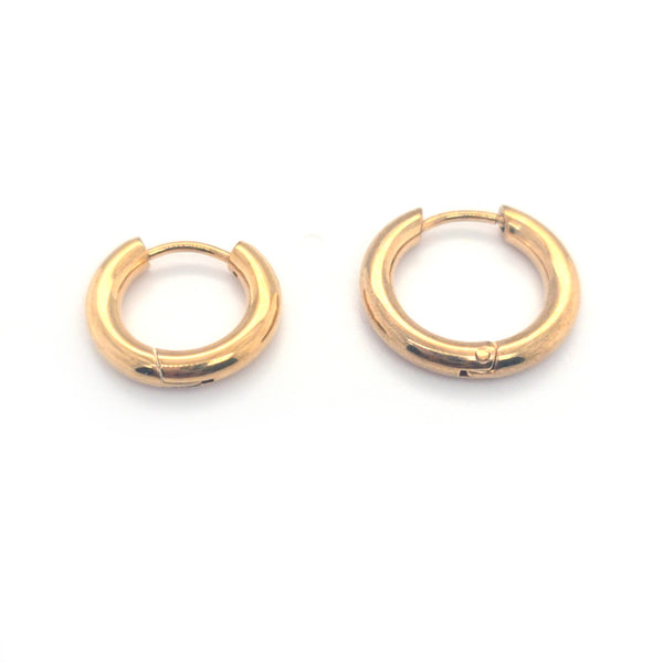 Stainless Steel Huggie Single Earring Yellow Gold