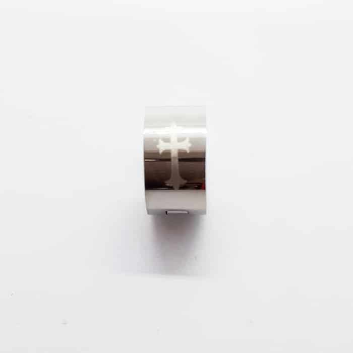 Steel High Polished Wide Cross Huggie Earring