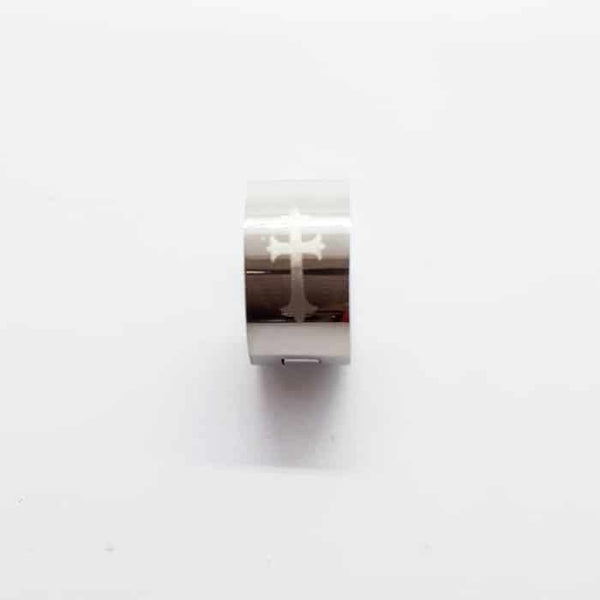Steel High Polished Wide Cross Huggie Earring