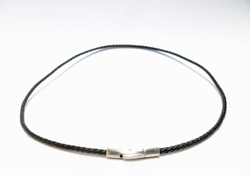 Braid Leather Chain Necklace and Stainless Steel Clasp