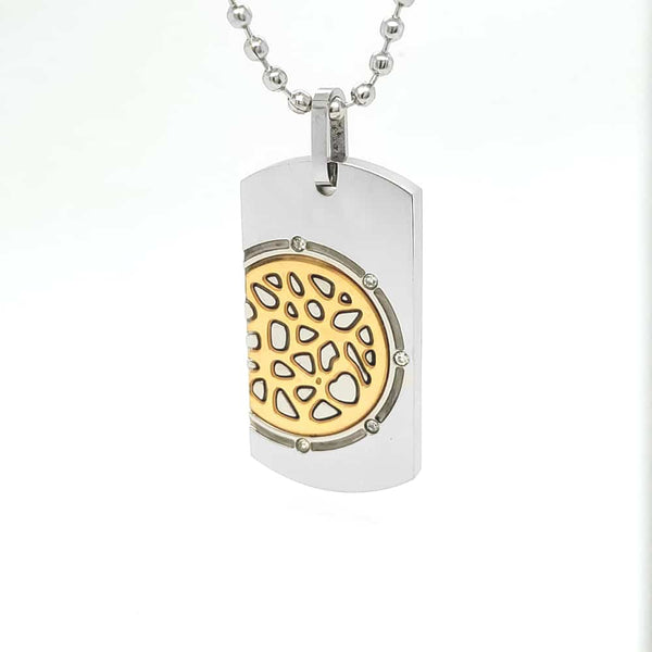 Two Tone Stainless Steel Dog Tag Necklace