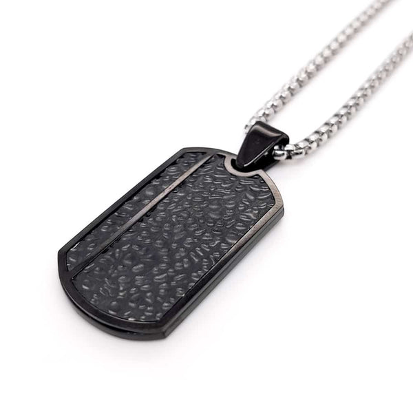Hammered Dog Tag Pendant Black