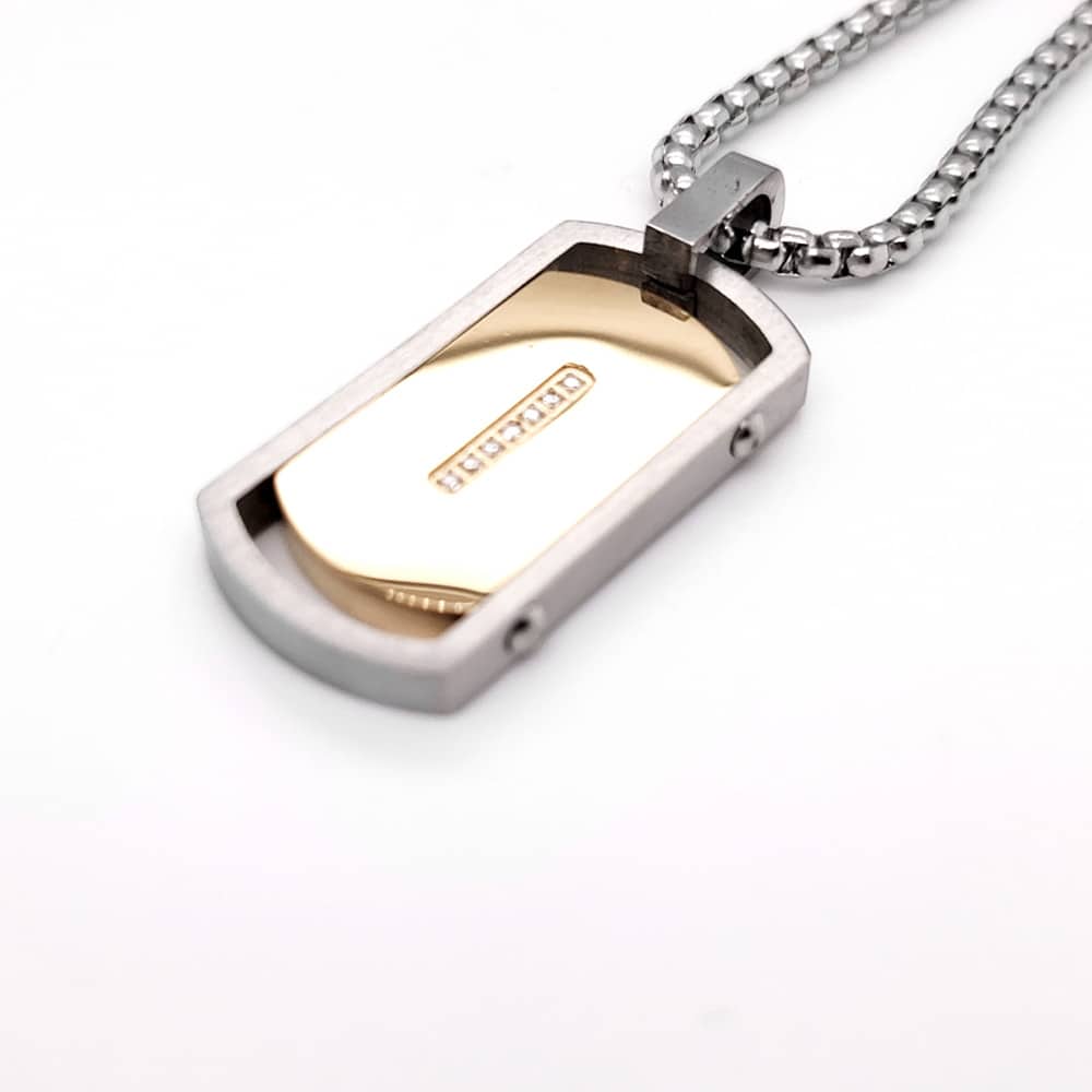 Stainless Steel Two Tone Dog Tag Pendant