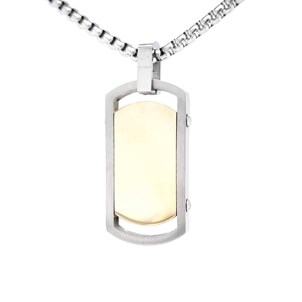 Stainless Steel Two Tone Dog Tag Pendant
