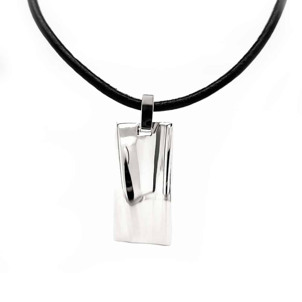 Stainless Steel Pendant with Leather Chain