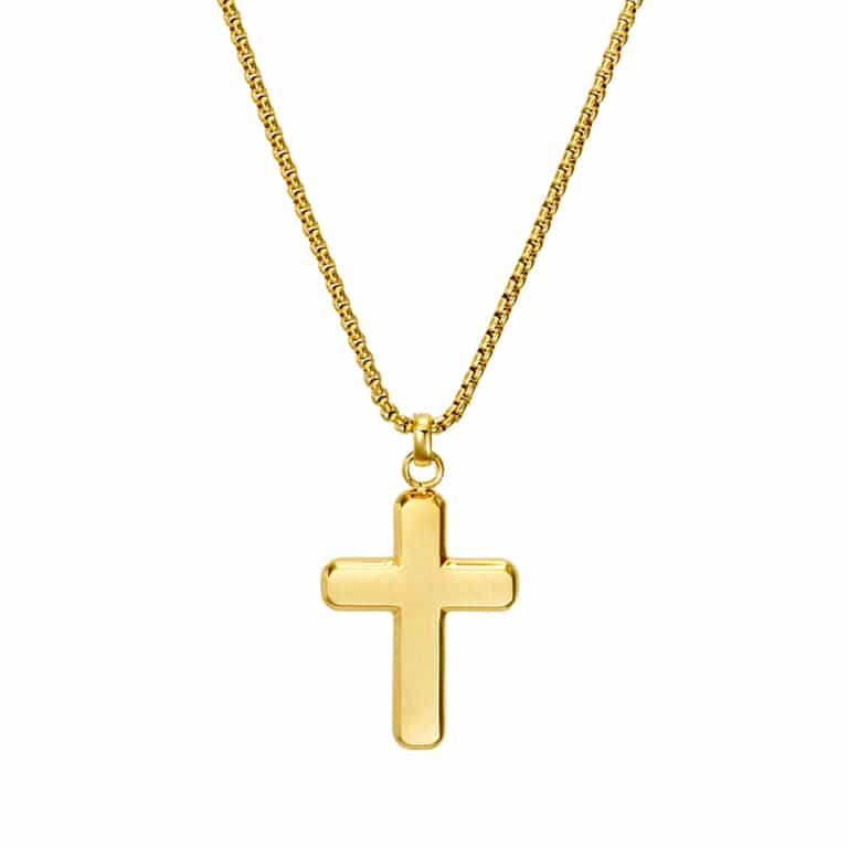 Stainless Steel Yellow Gold Cross Necklace