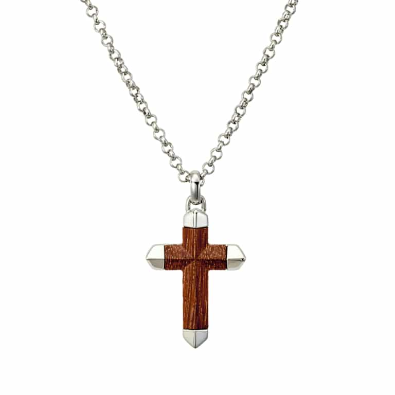Stainless Steel Wooden Cross Necklace