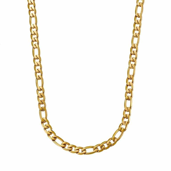 Stainless Steel 5mm Figaro Yellow Gold Chain