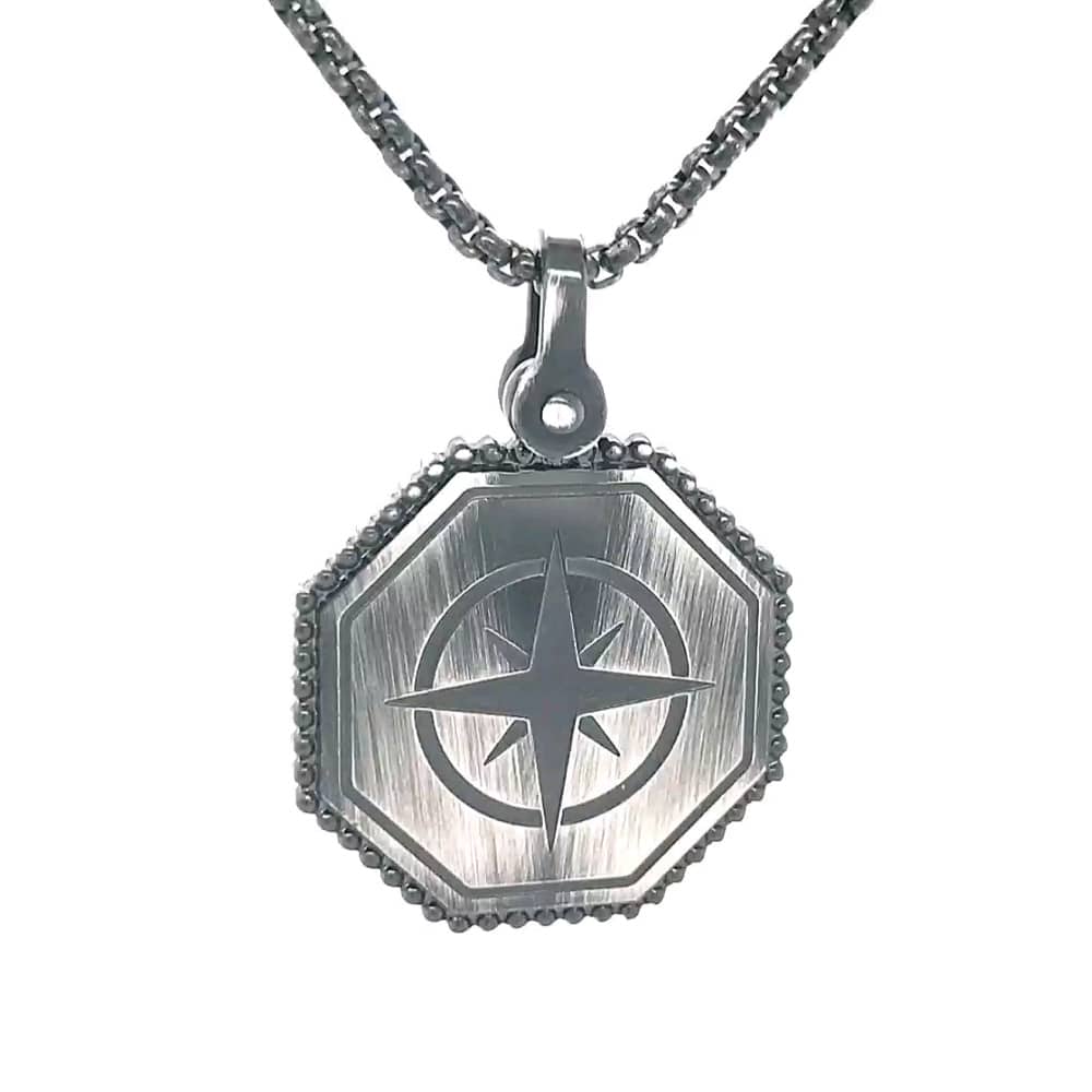 Stainless Steel Compass Rose Necklace