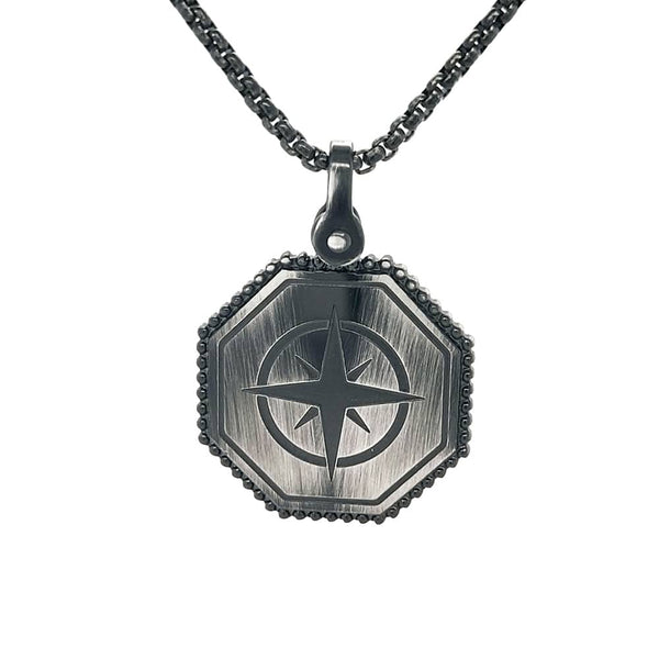 Stainless Steel Compass Rose Necklace