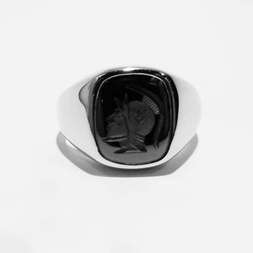 Sterling Silver Warrior's Head Intaglio Ring
