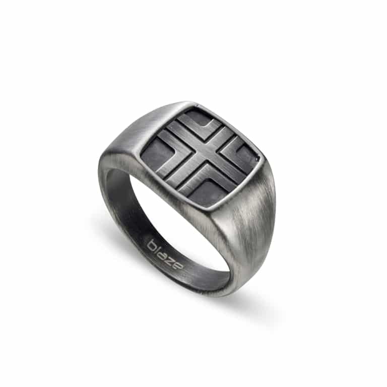 Stainless Steel Antique Finish Signet Ring