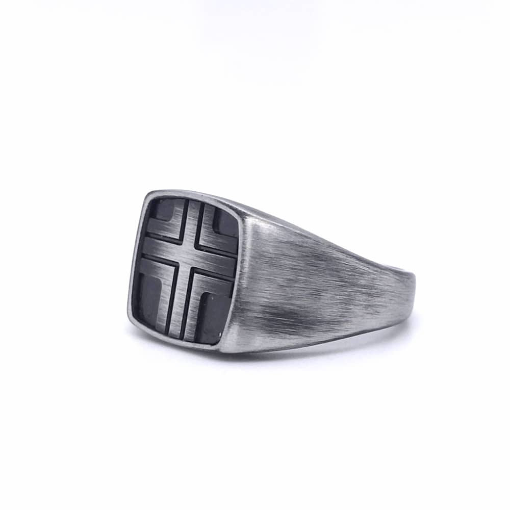 Stainless Steel Antique Finish Signet Ring