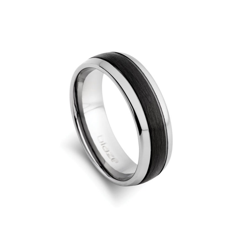 Matte Black and Shiny Tungsten Ring