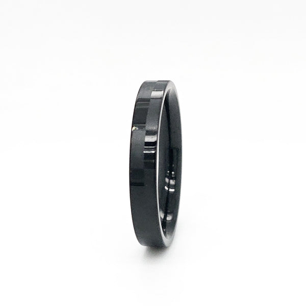 Stainless Steel High Glossy and Matte Black Checkered Ring