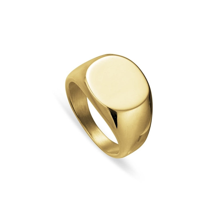 Stainless Steel Men's Signet Ring Yellow Gold