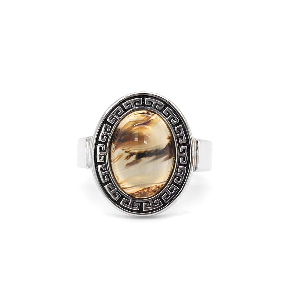 Sterling Silver Oval Cabochon Agate Ring