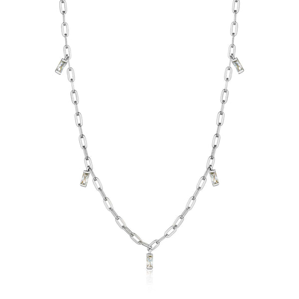 Silver Glow Drop Necklace