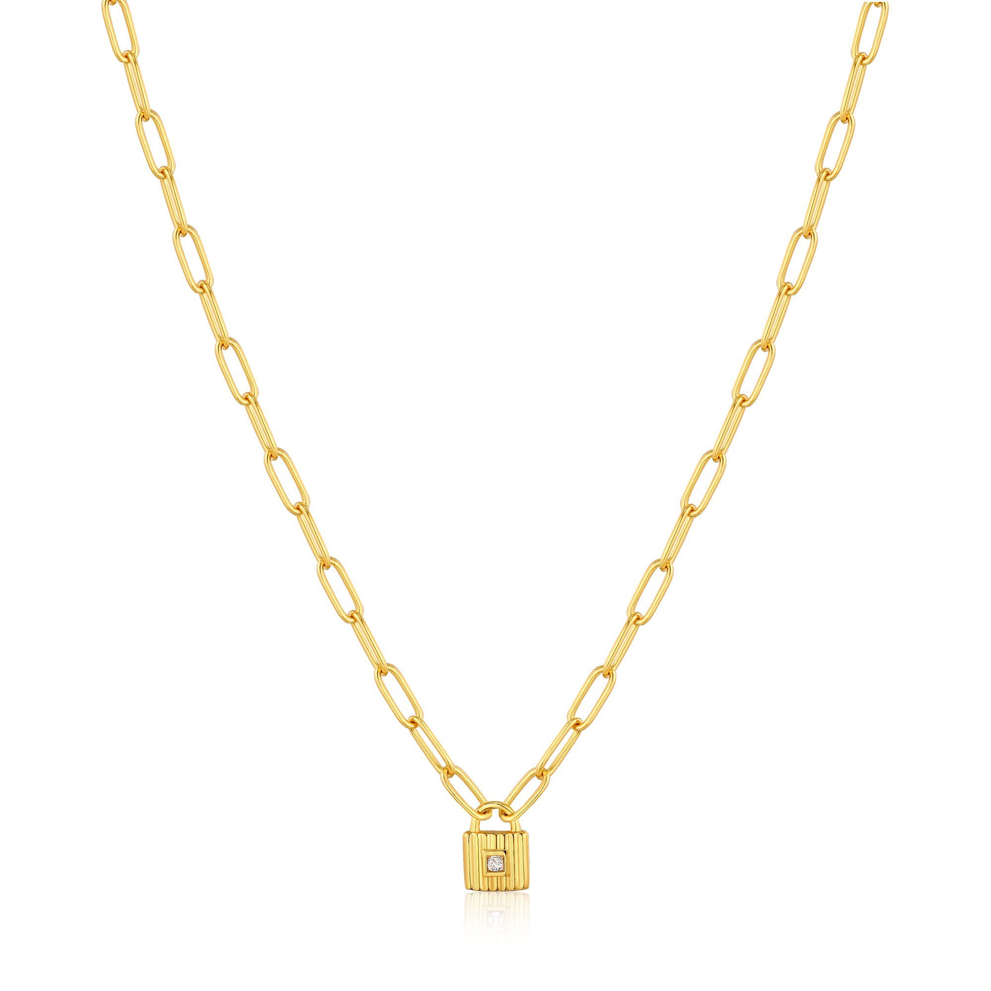 Gold Chunky Chain Padlock Necklace