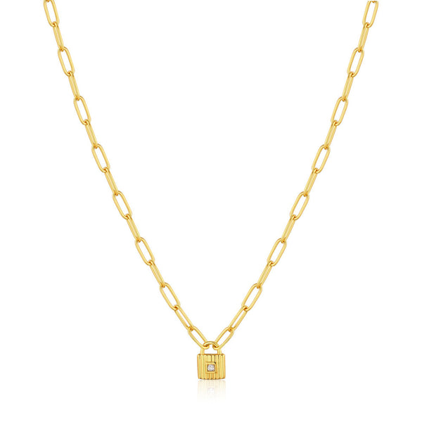 Gold Chunky Chain Padlock Necklace
