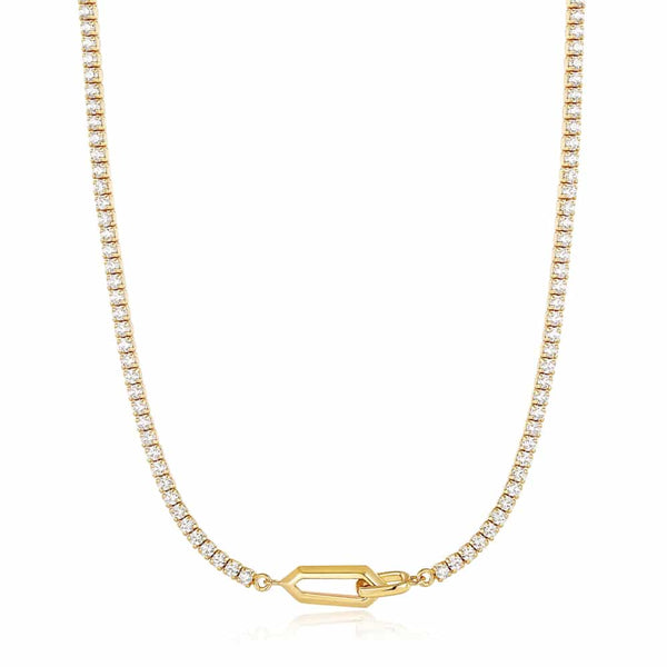 Gold Sparkle Chain Interlock Necklace
