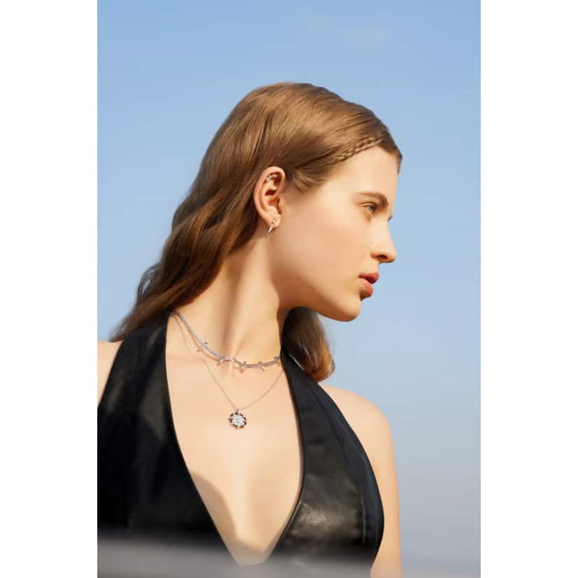 Silver Sparkle Point Medallion Necklace