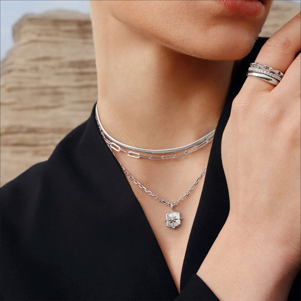 Block Mother of Pearl Star Necklace