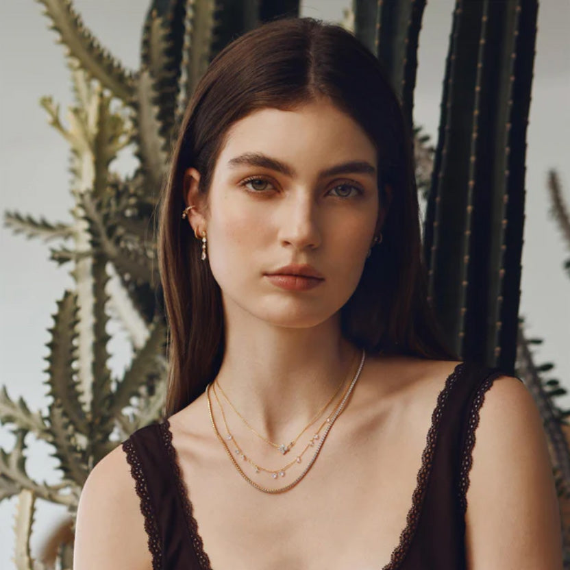 Gold Droplet Station Necklace