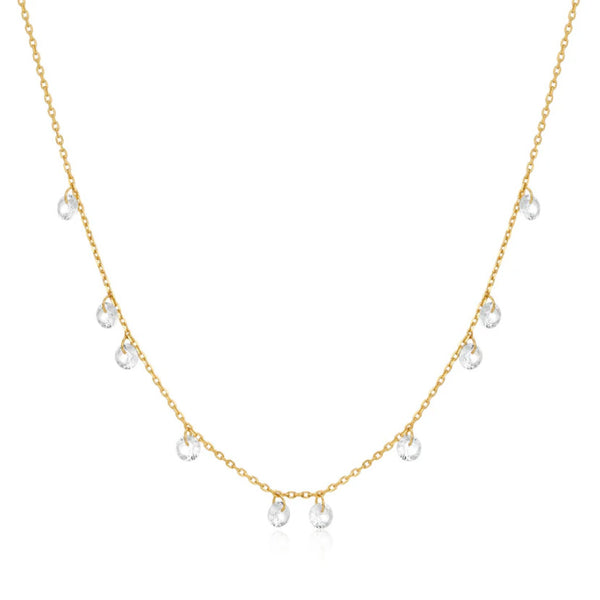 Gold Droplet Station Necklace