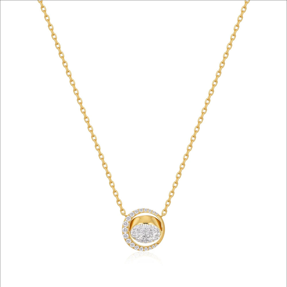 Gold Reversible Pave Moon Evil-Eye Necklace