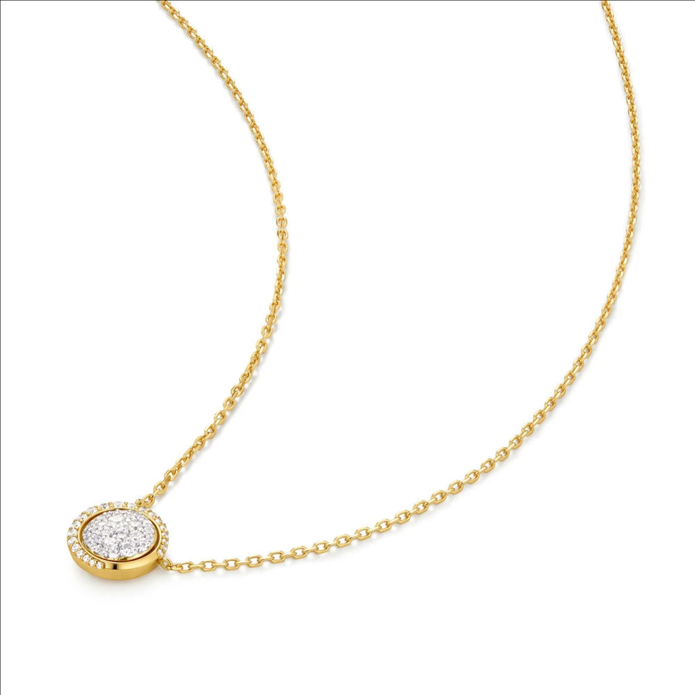 Gold Reversible Pave Moon Evil-Eye Necklace