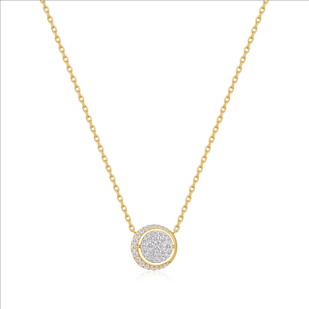Gold Reversible Pave Moon Evil-Eye Necklace