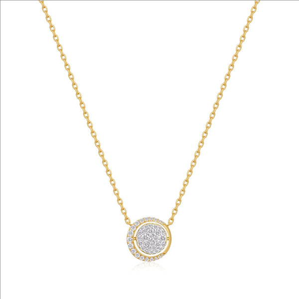 Gold Reversible Pave Moon Evil-Eye Necklace