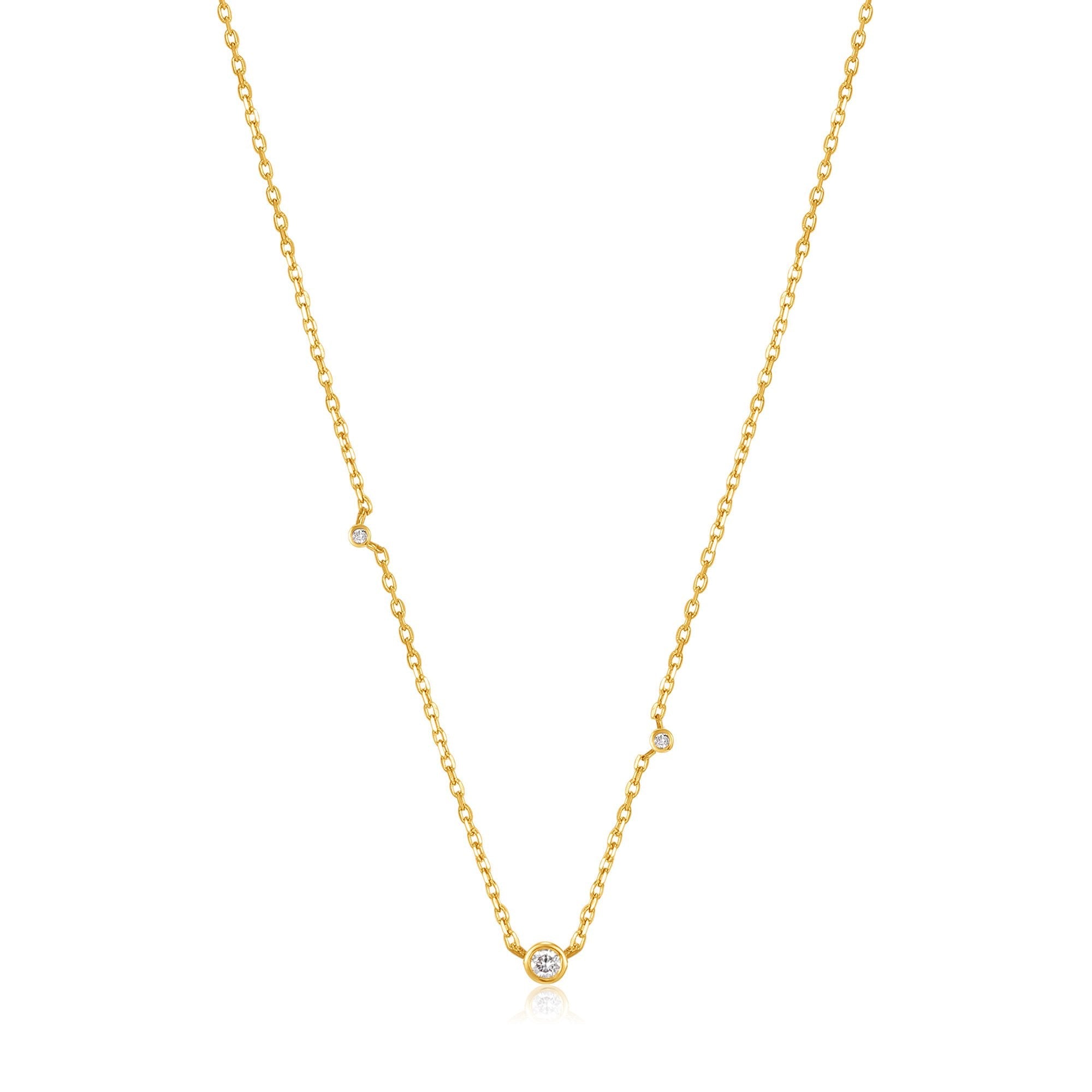 14kt Gold Triple Natural Diamond Necklace