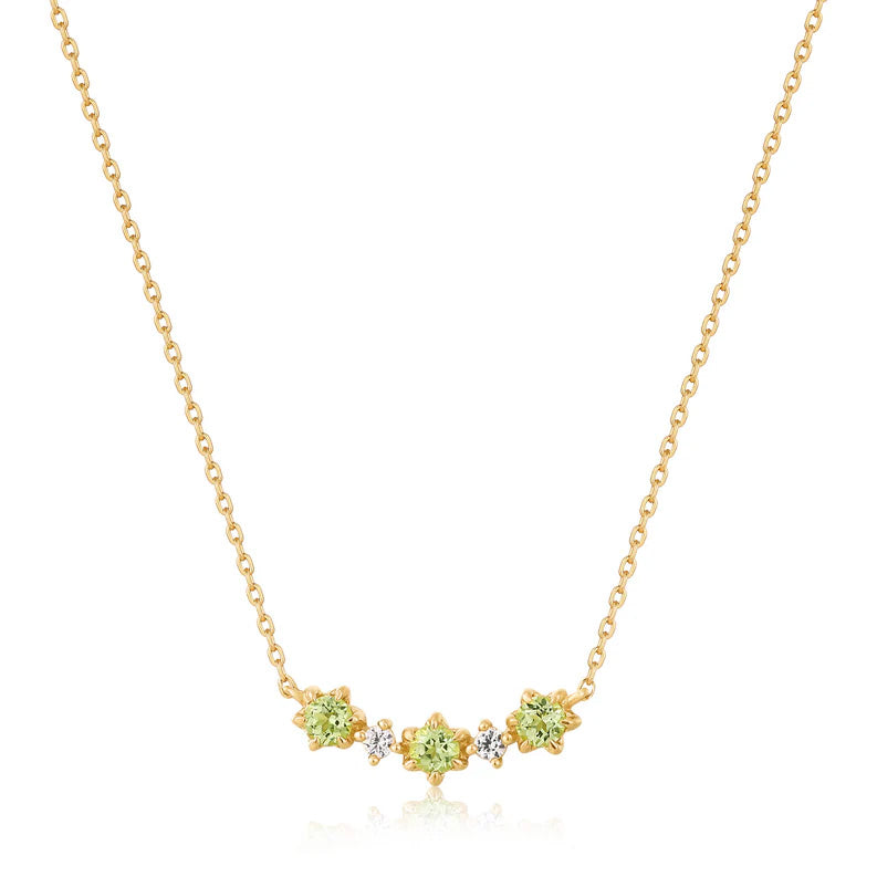14kt Gold Peridot and White Sapphire Necklace