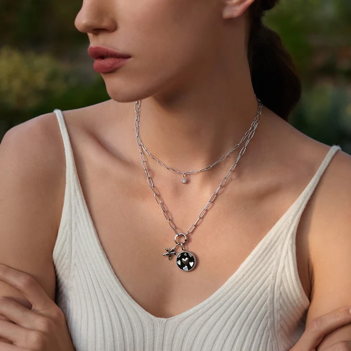 Silver Heart Enamel and Malachite Charm Pendant (Single)