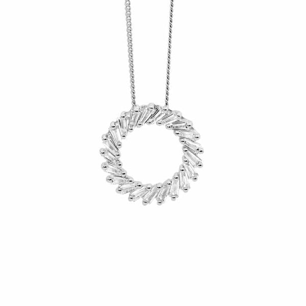 Sterling Silver Baguette CZ Circle pendant