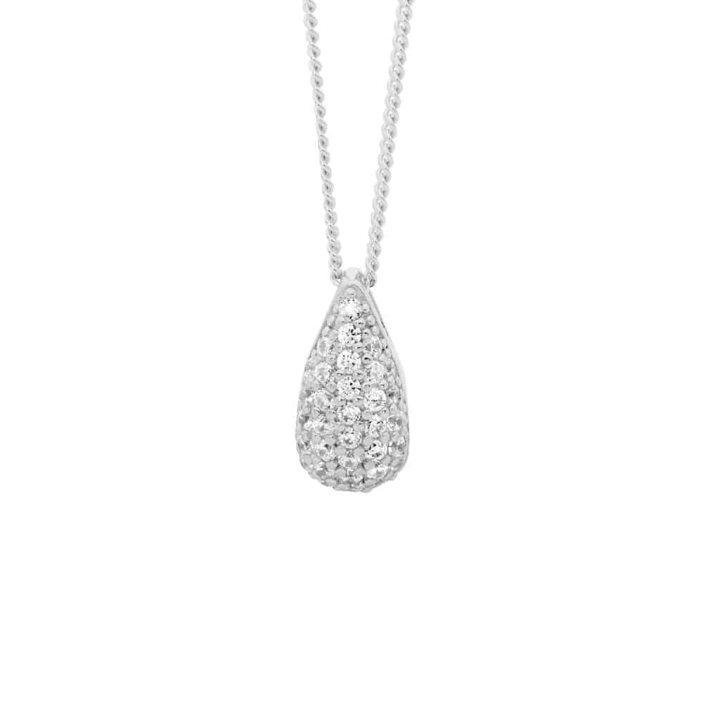 Tear Drop Pendant Set with CZ Necklace