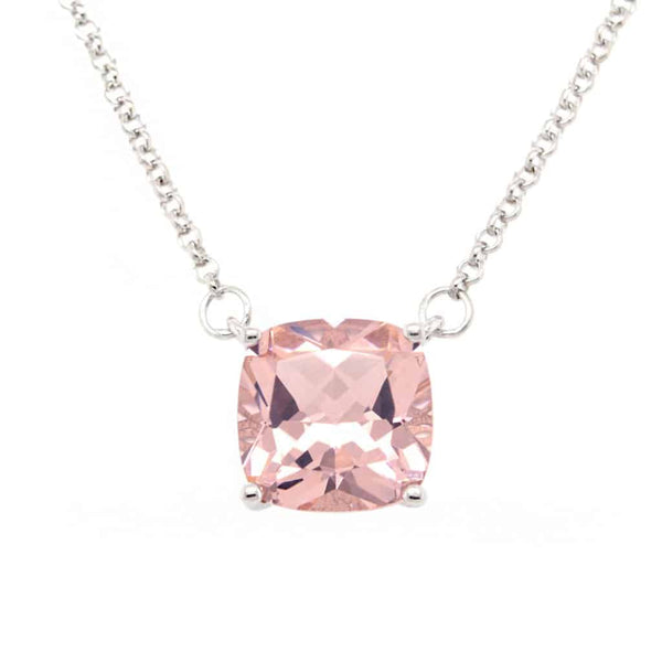 SQUARE PINK CZ NECKLACE