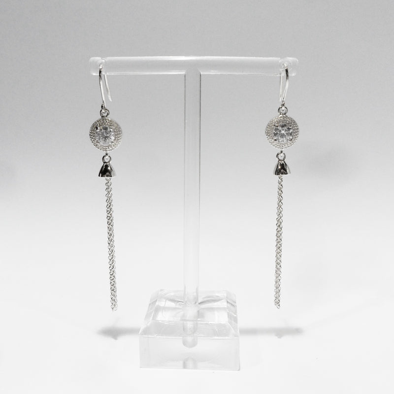 Tassel Earrings in Silver with CZ