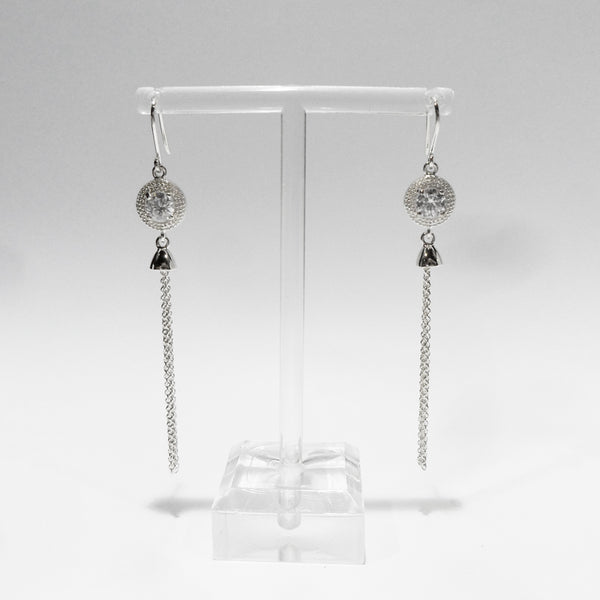 Tassel Earrings in Silver with CZ