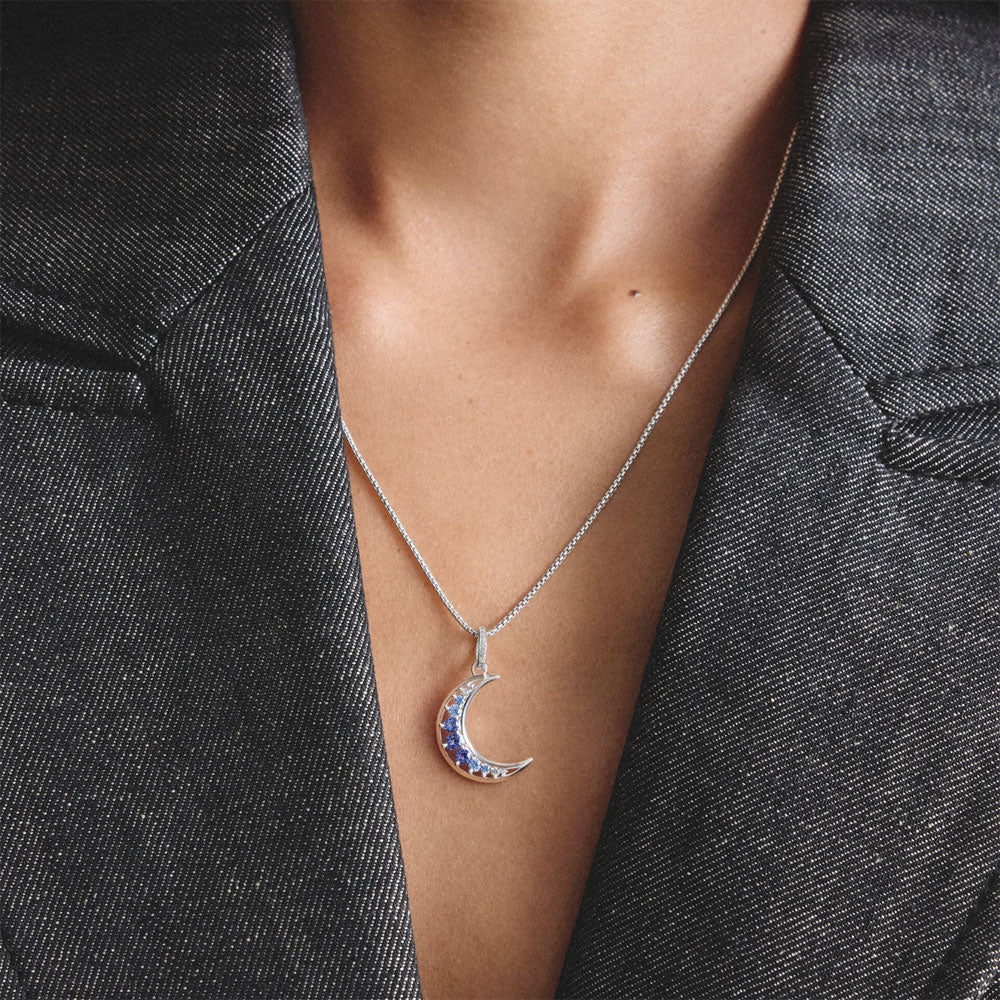 Pendant Moon with Blue Stones