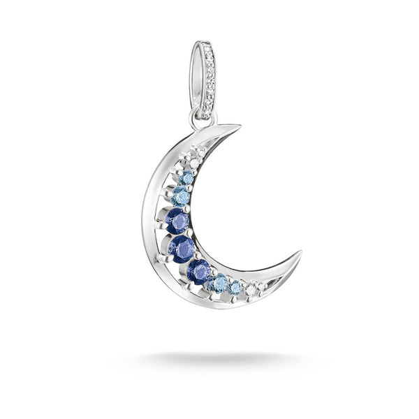 Pendant Moon with Blue Stones
