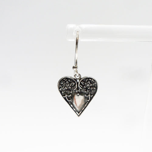 Patterned Heart Earrings in Silver