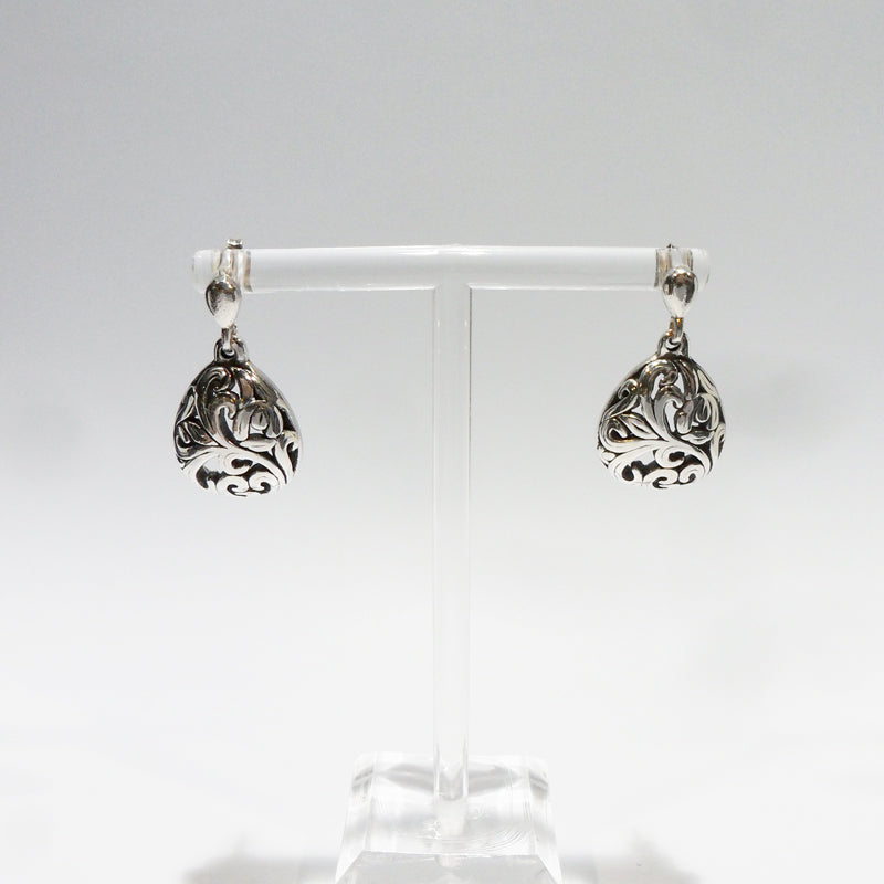 Sterling Silver Patterned Teardrop Earrings