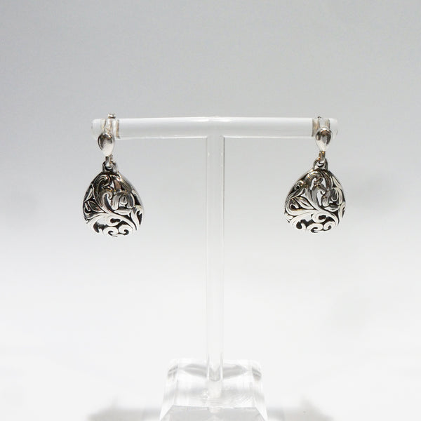 Sterling Silver Patterned Teardrop Earrings